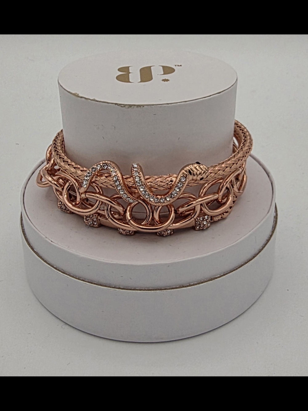 BP Rose Gold Snake Chain and Link Bracelet Set